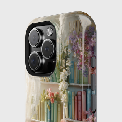 Colorful Floral Bookcase Design iPhone Case