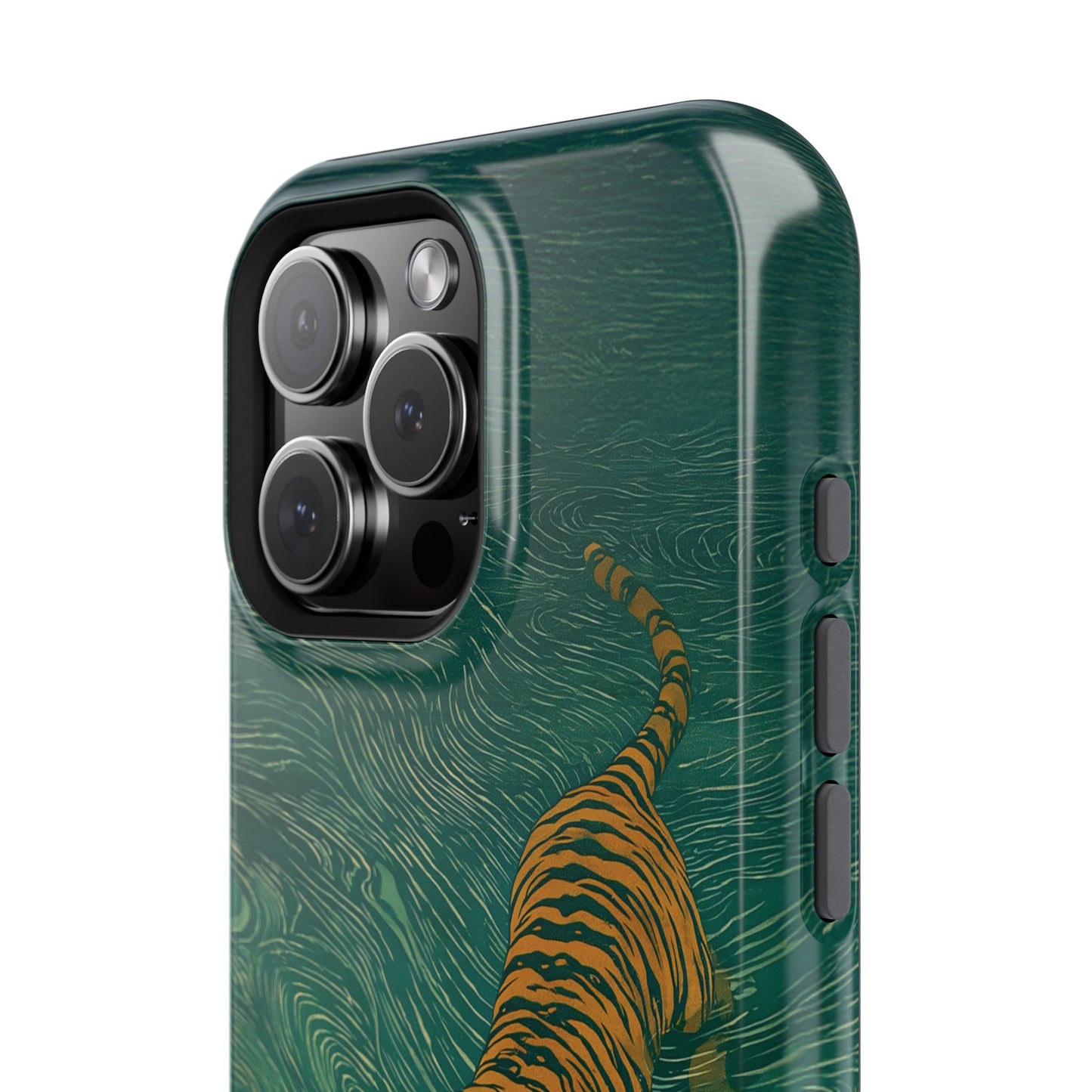 The Emerald Swirl – Ukiyo-e Tiger Design iPhone Case