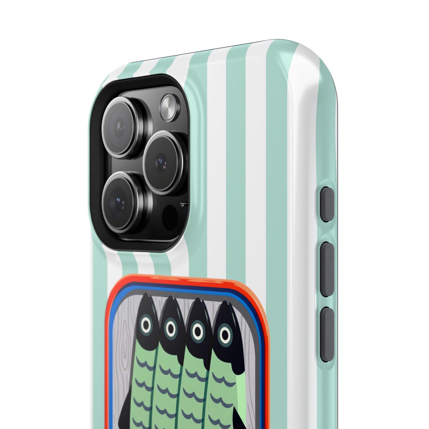 The Vintage Sardine Tin – Pop-Art Striped Design iPhone Case (Mint)