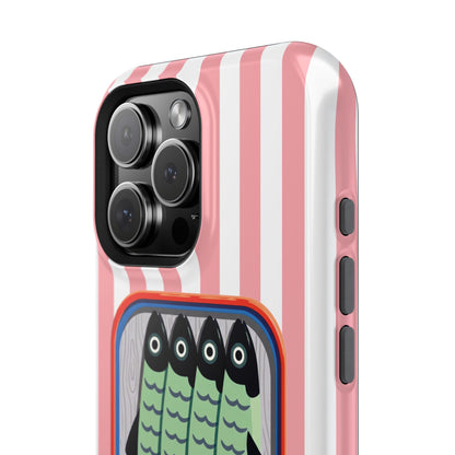 The Vintage Sardine Tin – Pop-Art Striped Design iPhone Case (Pink)