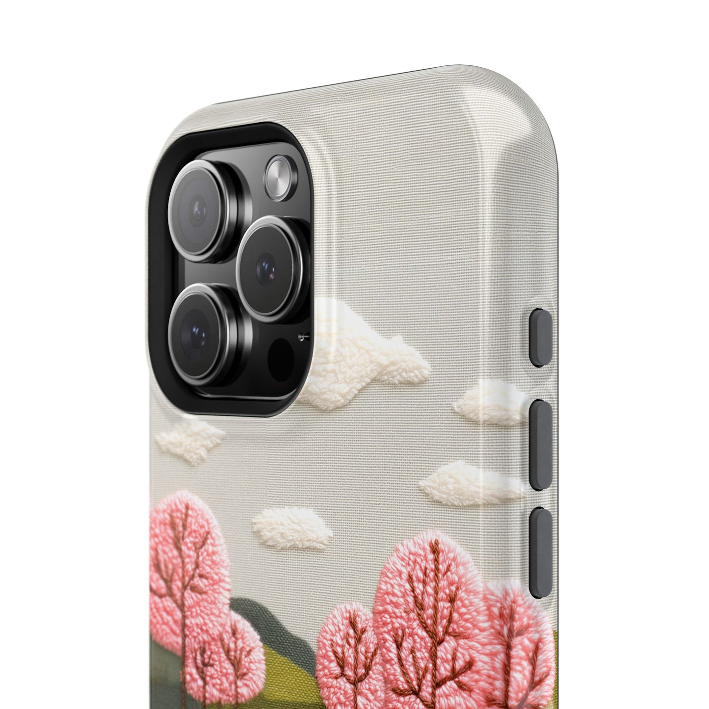 The Embroidered Meadow – Faux Needlepoint Design iPhone Case