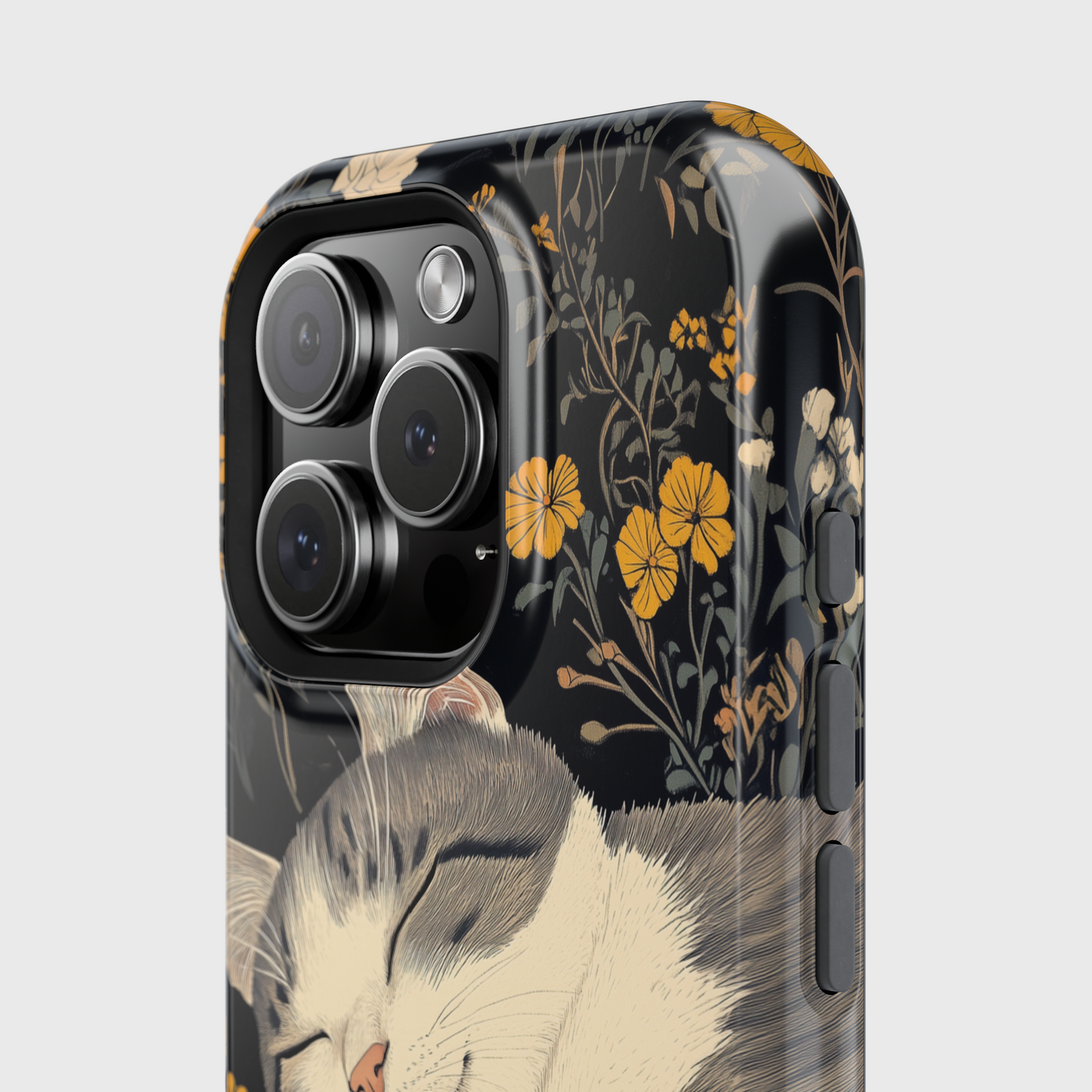 Cute Sleeping Cat Japanese Woodblock Print Style Design iPhone Case