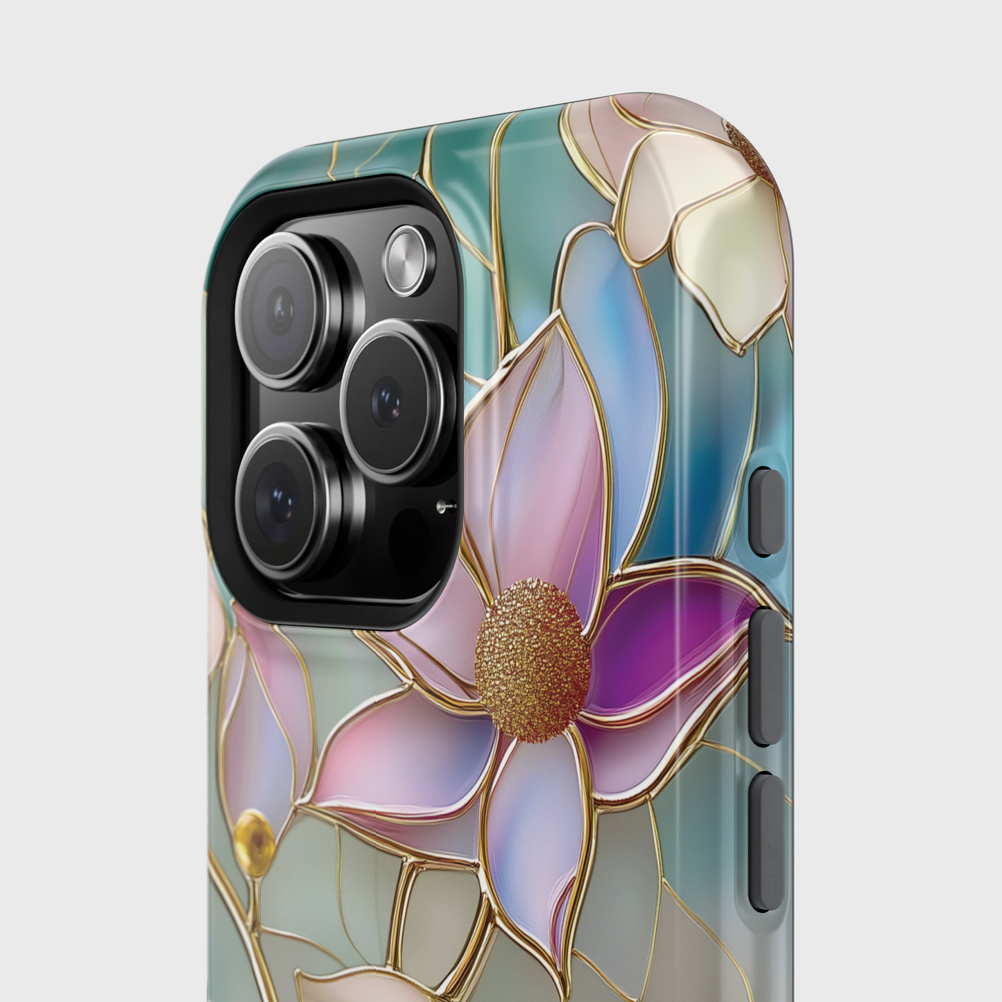 Elegant Floral Stained Glass Effect Design iPhone Case