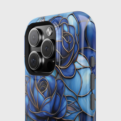 Blue Roses Stained Glass Design iPhone Case