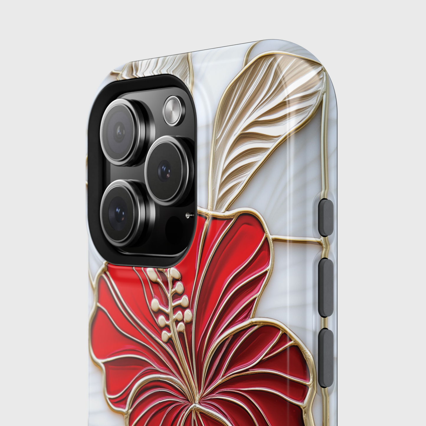 Red Hibiscus Stained Glass Design iPhone Case