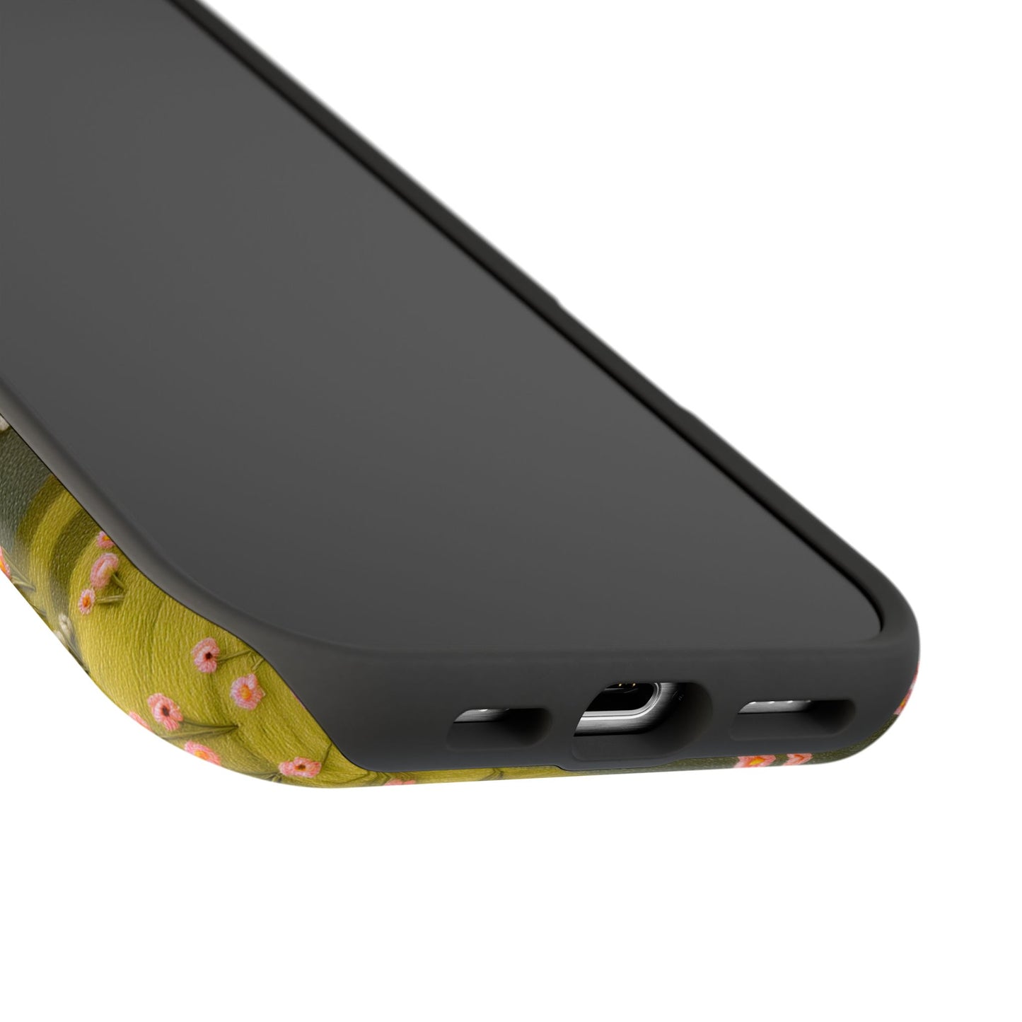 The Embroidered Meadow – Faux Needlepoint Design iPhone Case
