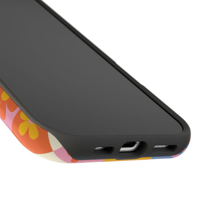 The Groovy Garden – Retro Floral Checkerboard Design iPhone Case