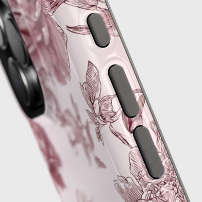 Personalisable Pink Toile Floral Design iPhone Case