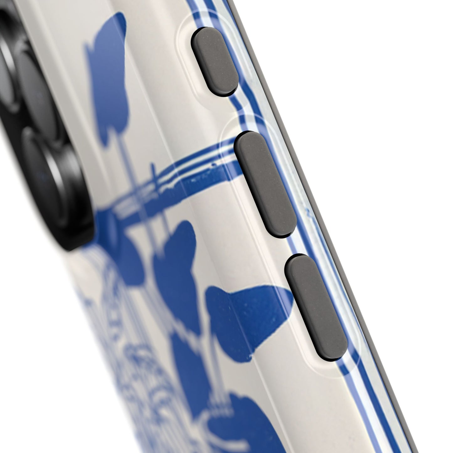 The Sunroom Cat – Blue & White Linocut Design iPhone Case