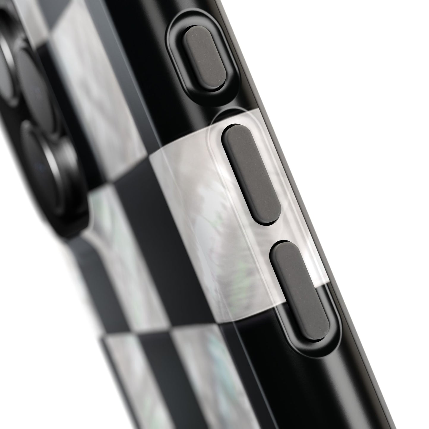 The Midnight Pearl – Inlaid Checkerboard Design iPhone Case