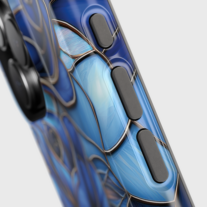 Blue Roses Stained Glass Design iPhone Case