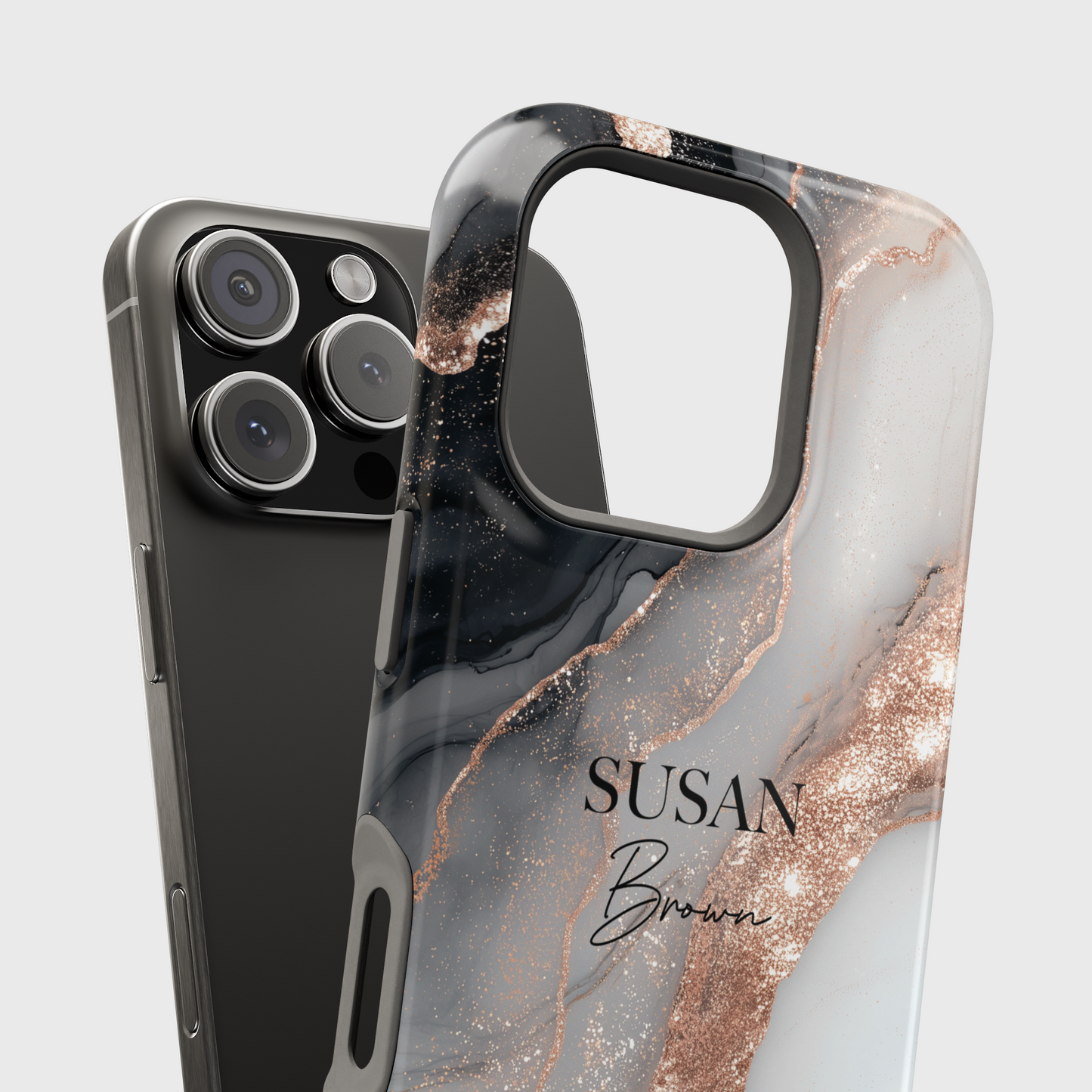 Personalisable Luxury RoseGold Marble Design iPhone Case