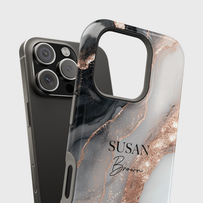 Personalisable Luxury RoseGold Marble Design iPhone Case