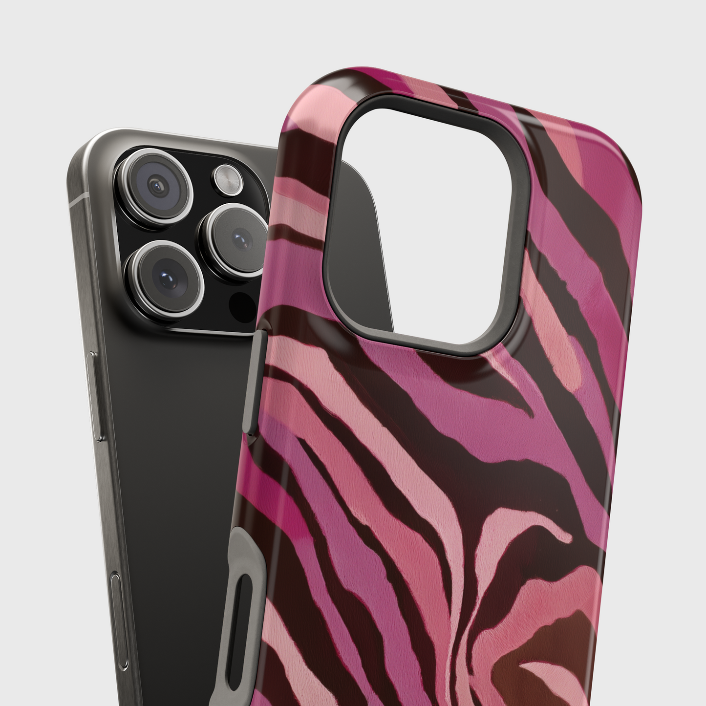 Personalisable Pink Zebra Print Design iPhone Case