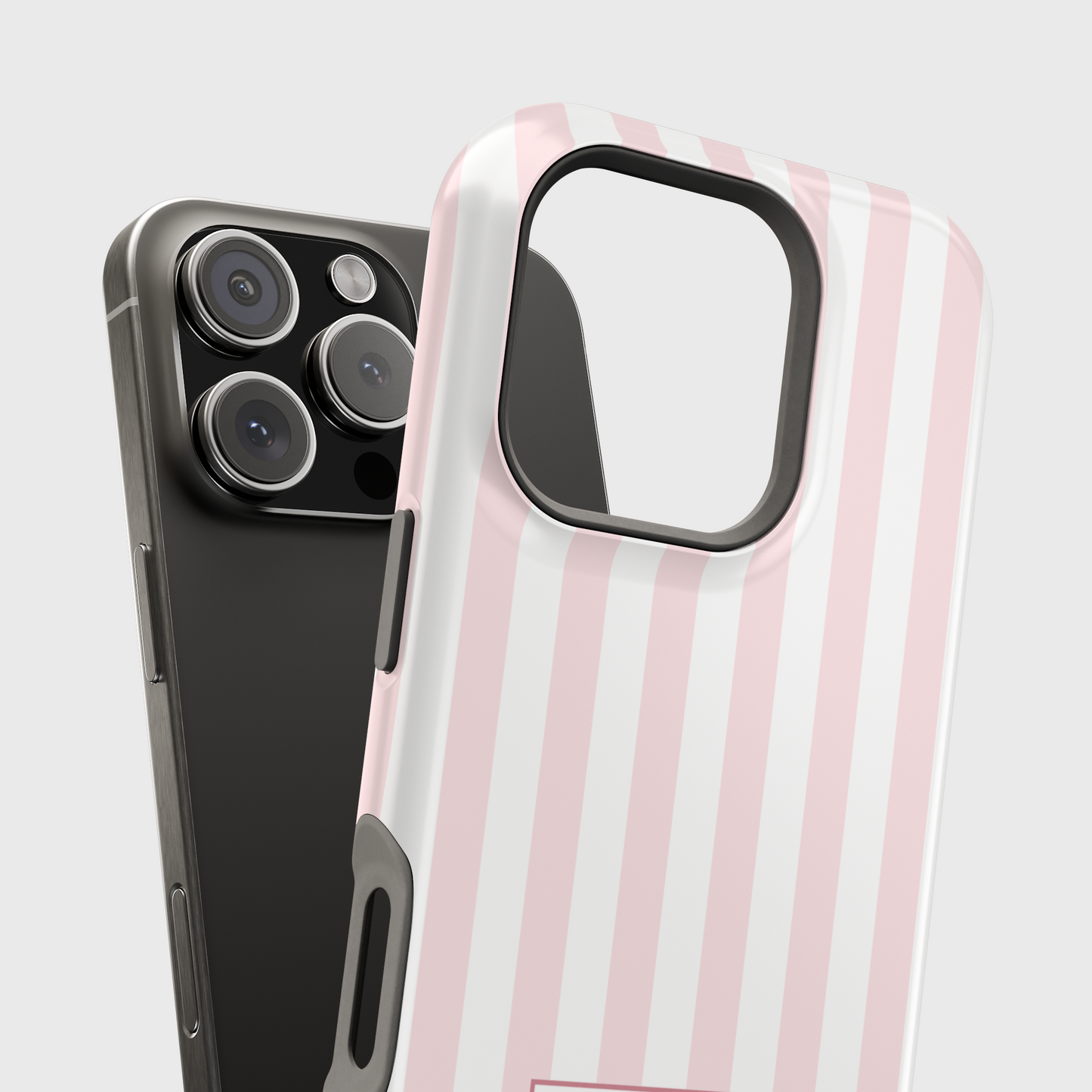 Personalisable Striped Design (Baby Pink) iPhone Case