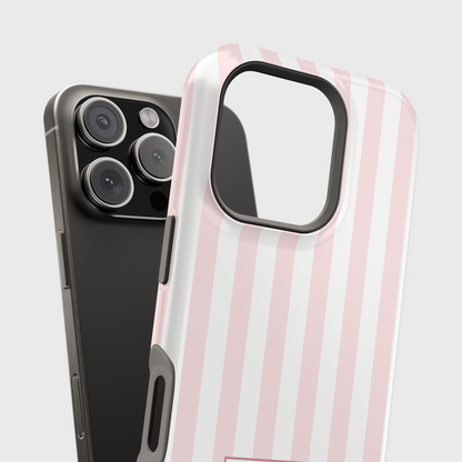 Personalisable Striped Design (Baby Pink) iPhone Case