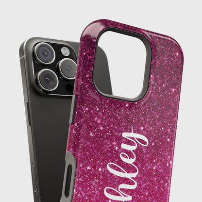Personalisable Faux Red Glitter Design iPhone Case