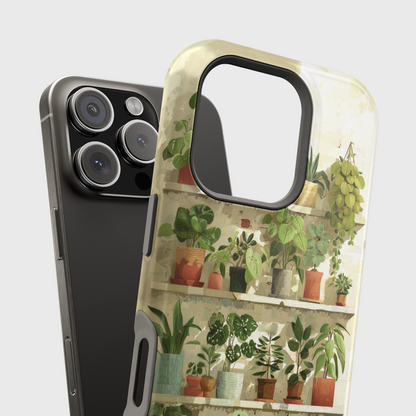 Potted Plants Shelves Watercolor Design iPhone Case