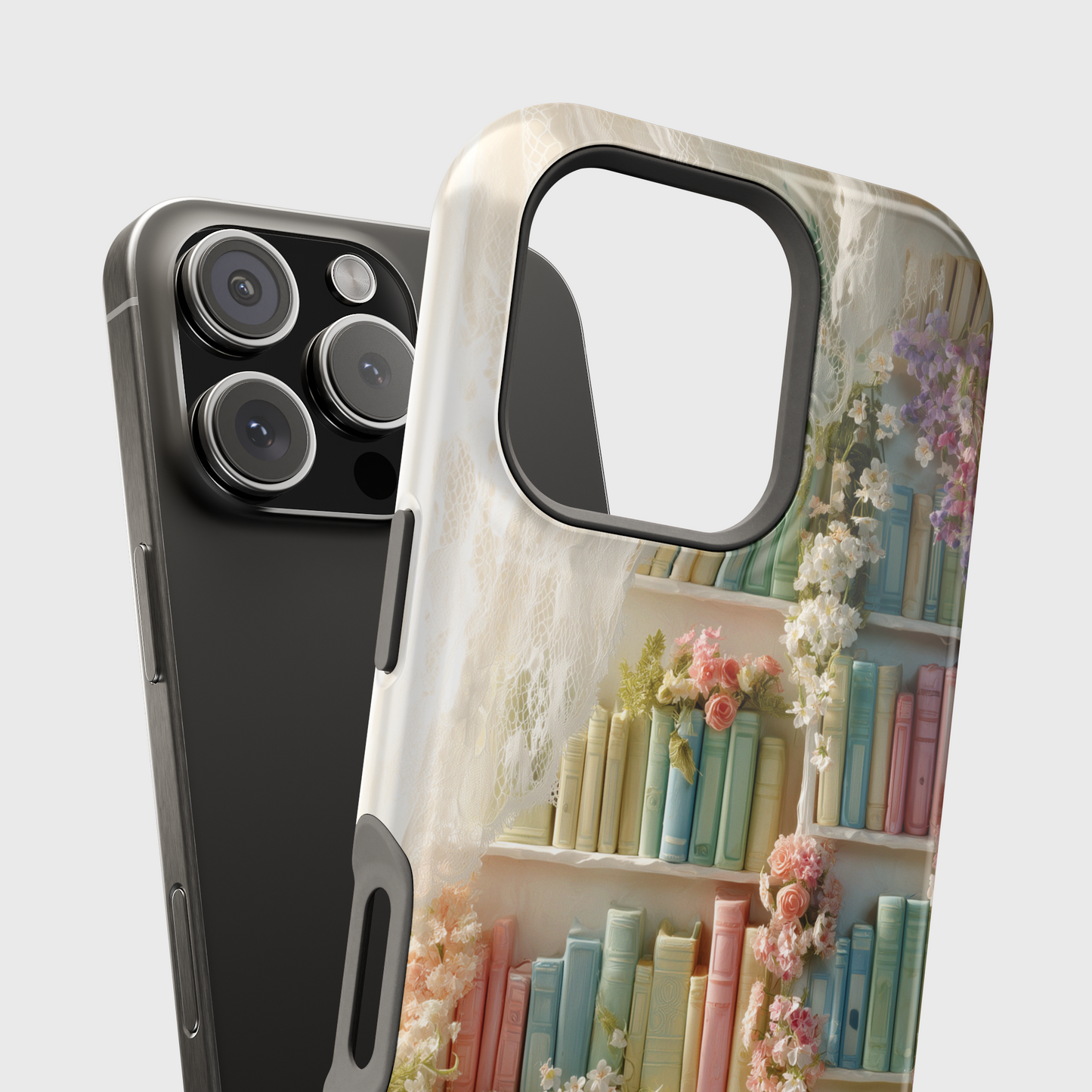 Colorful Floral Bookcase Design iPhone Case