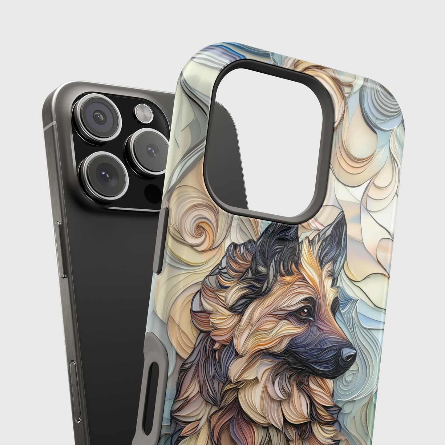 German Shepherd Stained Glass Design iPhone Case