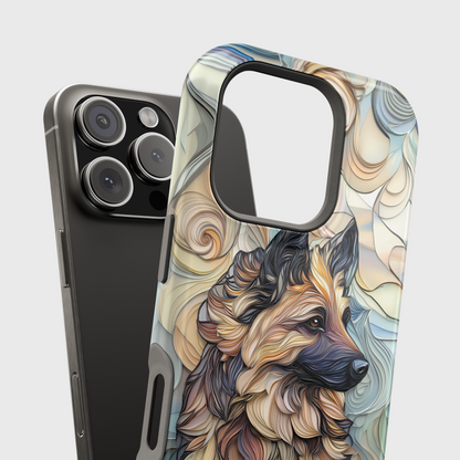 German Shepherd Stained Glass Design iPhone Case