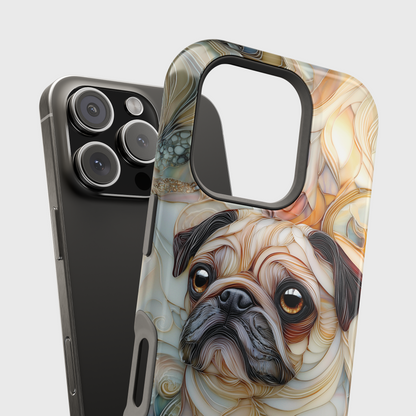 Pug Stained Glass Design iPhone Case
