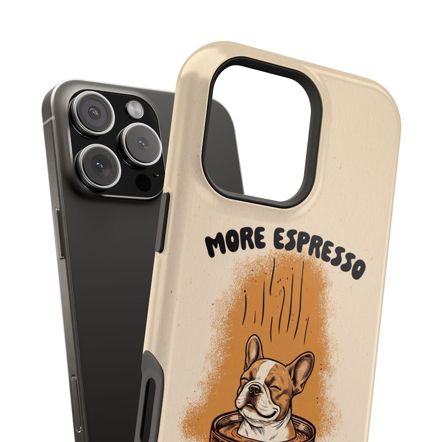 More Espresso, Less Depresso – Frenchie Coffee Design iPhone Case