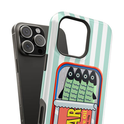 The Vintage Sardine Tin – Pop-Art Striped Design iPhone Case (Mint)
