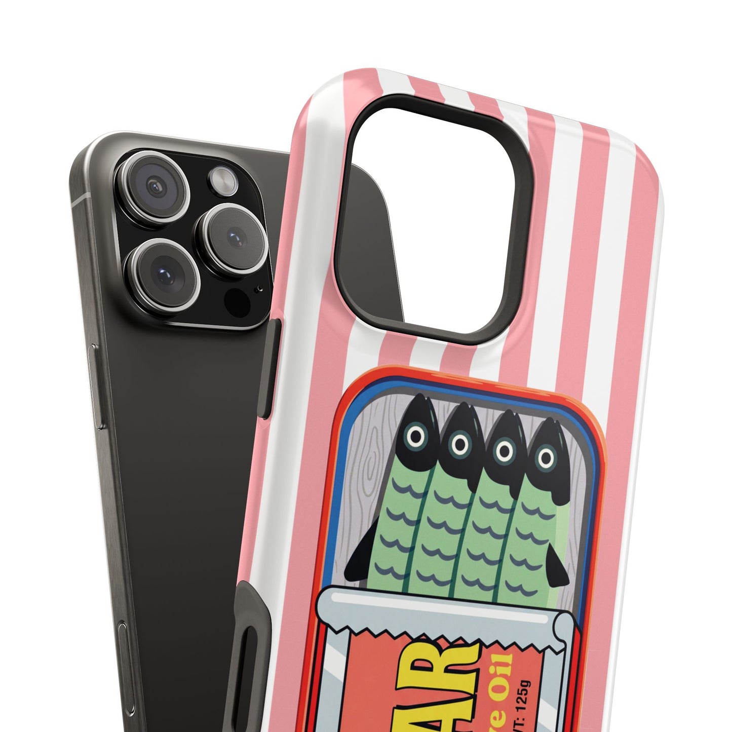 The Vintage Sardine Tin – Pop-Art Striped Design iPhone Case (Pink)