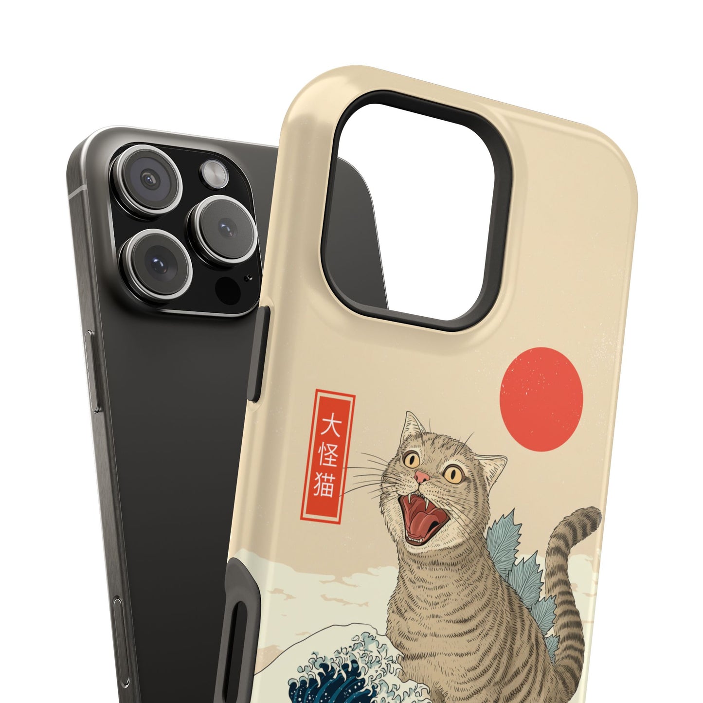 The Roaring Neko – Ukiyo-e Parody Design iPhone Case