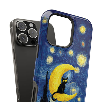 The Starry Night Feline – Fine Art Parody Design iPhone Case