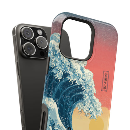 The Wave-Riding Neko – Sunset Surfer Case Design iPhone Case