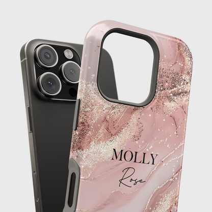 Personalisable Luxury Pink Marble Design iPhone Case