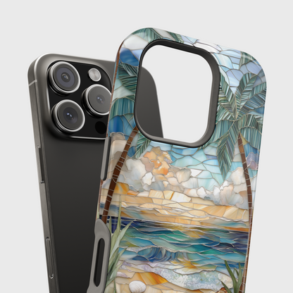 Enchanting Beach Stained Glass Mosaic Design iPhone Case