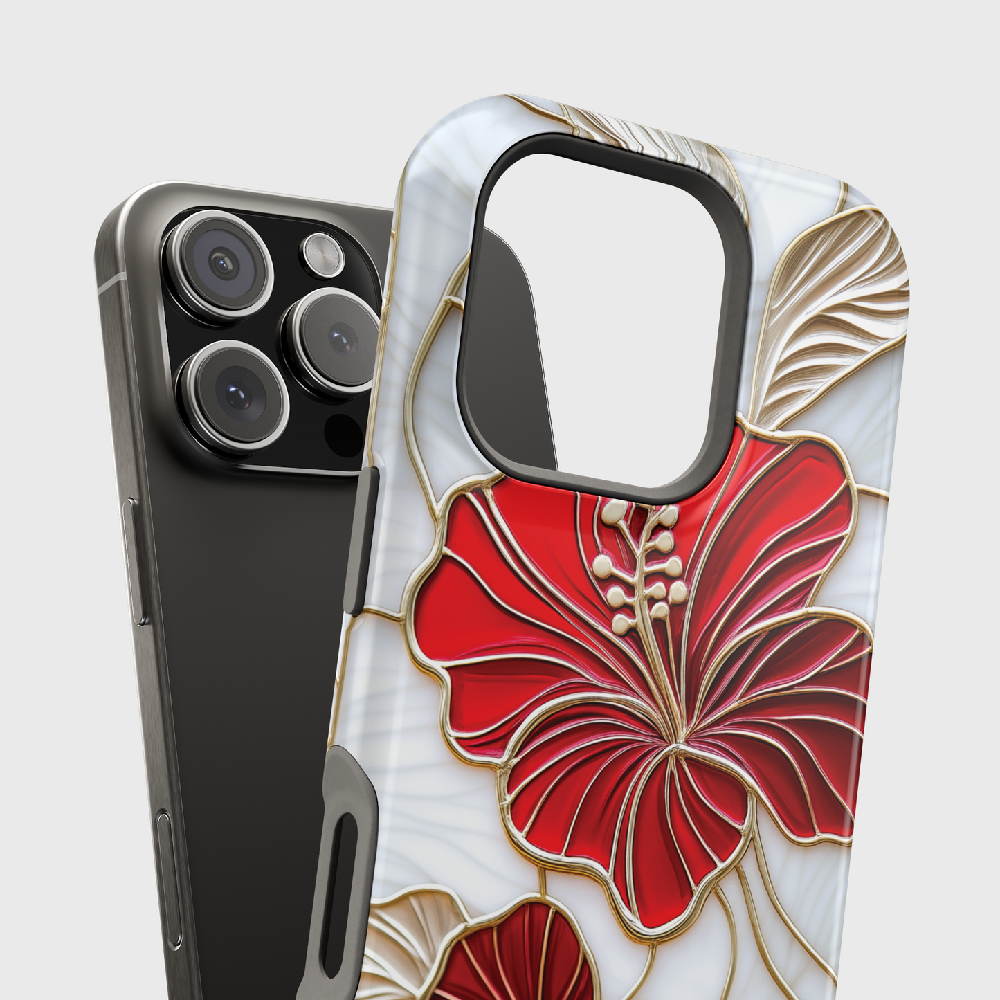 Red Hibiscus Stained Glass Design iPhone Case