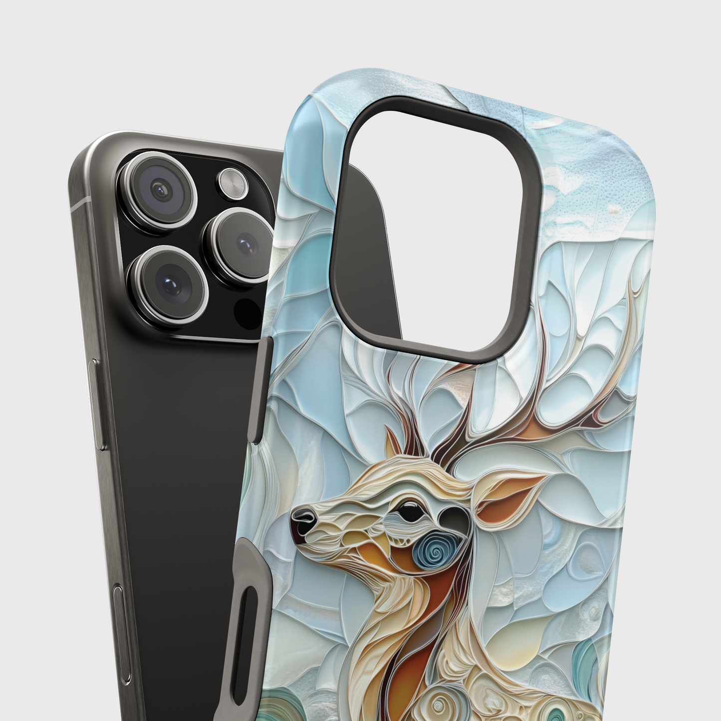 Elegant Deer Quilling Art Design iPhone Case