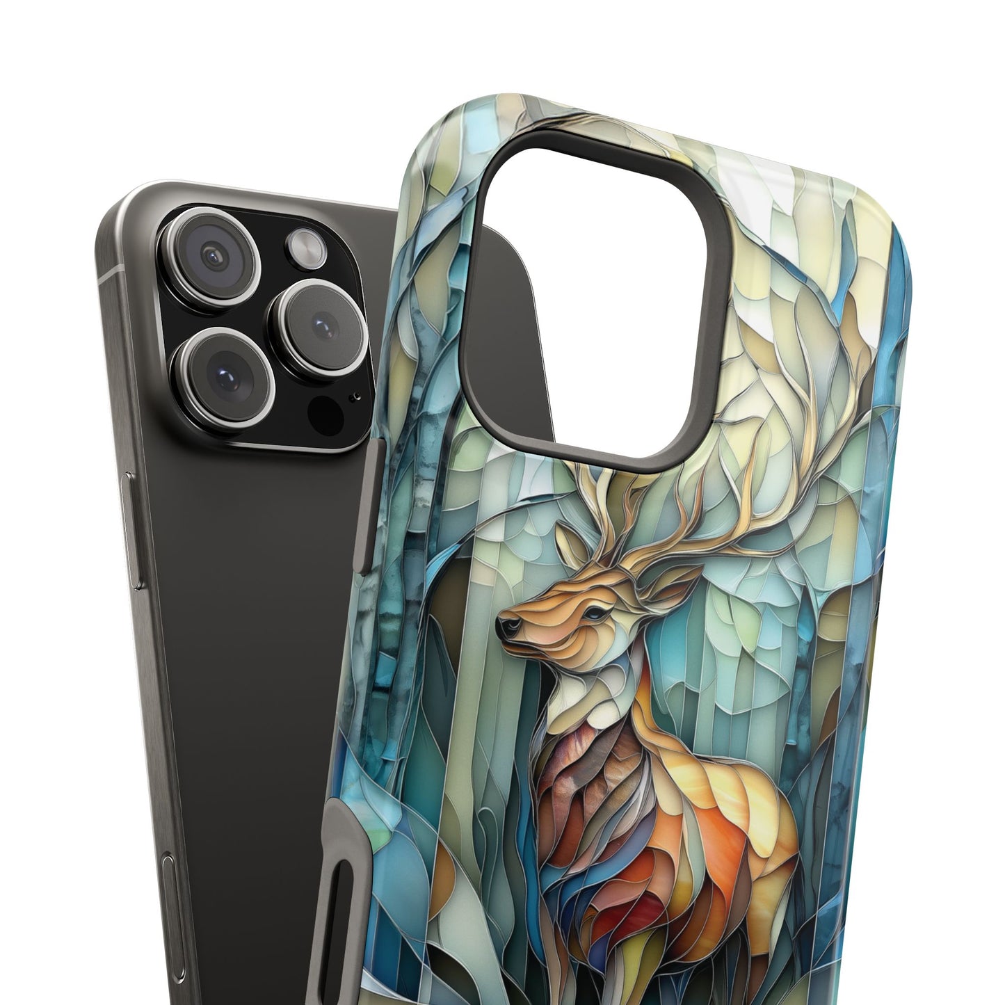 Majestic Stag Stained Glass Design iPhone Case