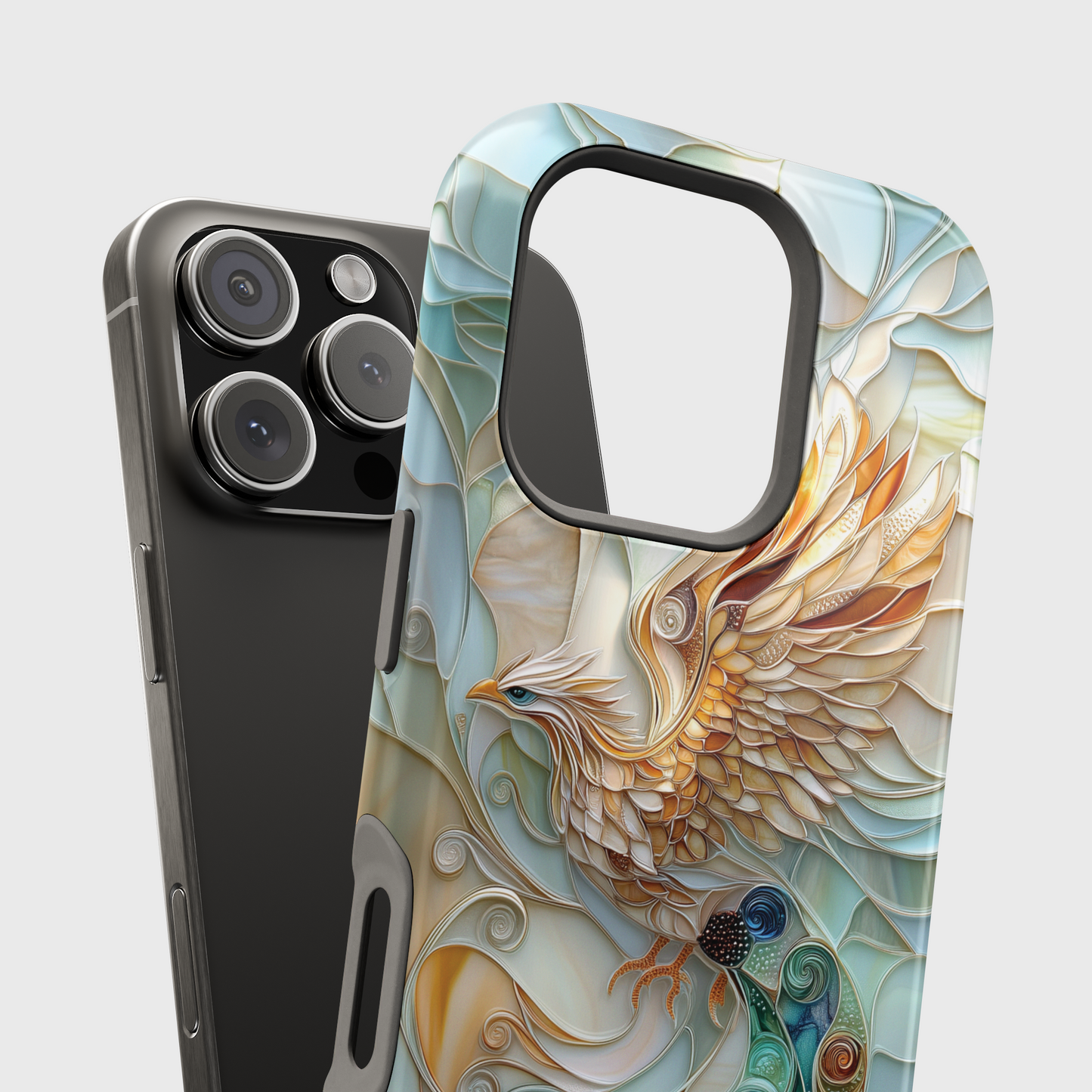 Majestic Phoenix Stained Glass Design iPhone Case