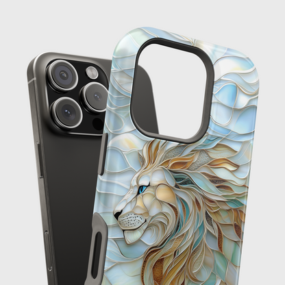 Majestic Lion Stained Glass Design iPhone Case