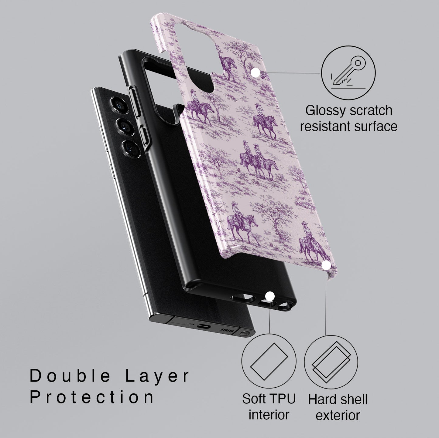 Toile de Cowgirl Design Phone Case for Galaxy S series Phones