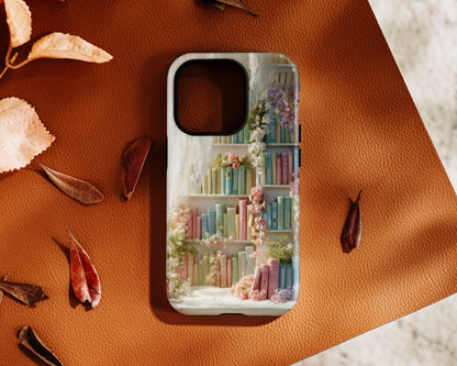 Colorful Floral Bookcase Design iPhone Case