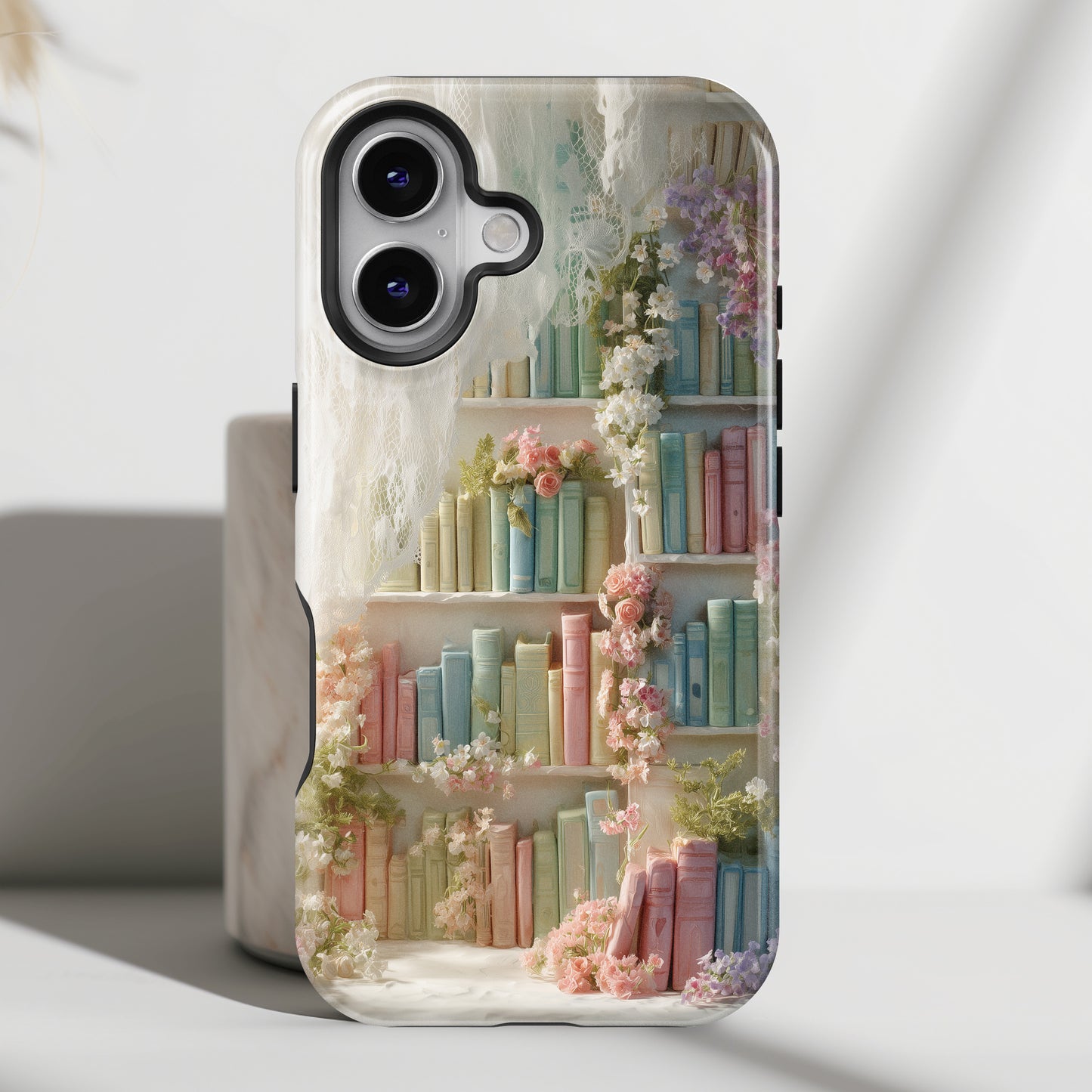 Colorful Floral Bookcase Design iPhone Case