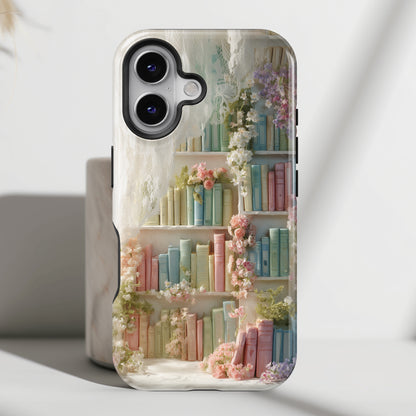 Colorful Floral Bookcase Design iPhone Case