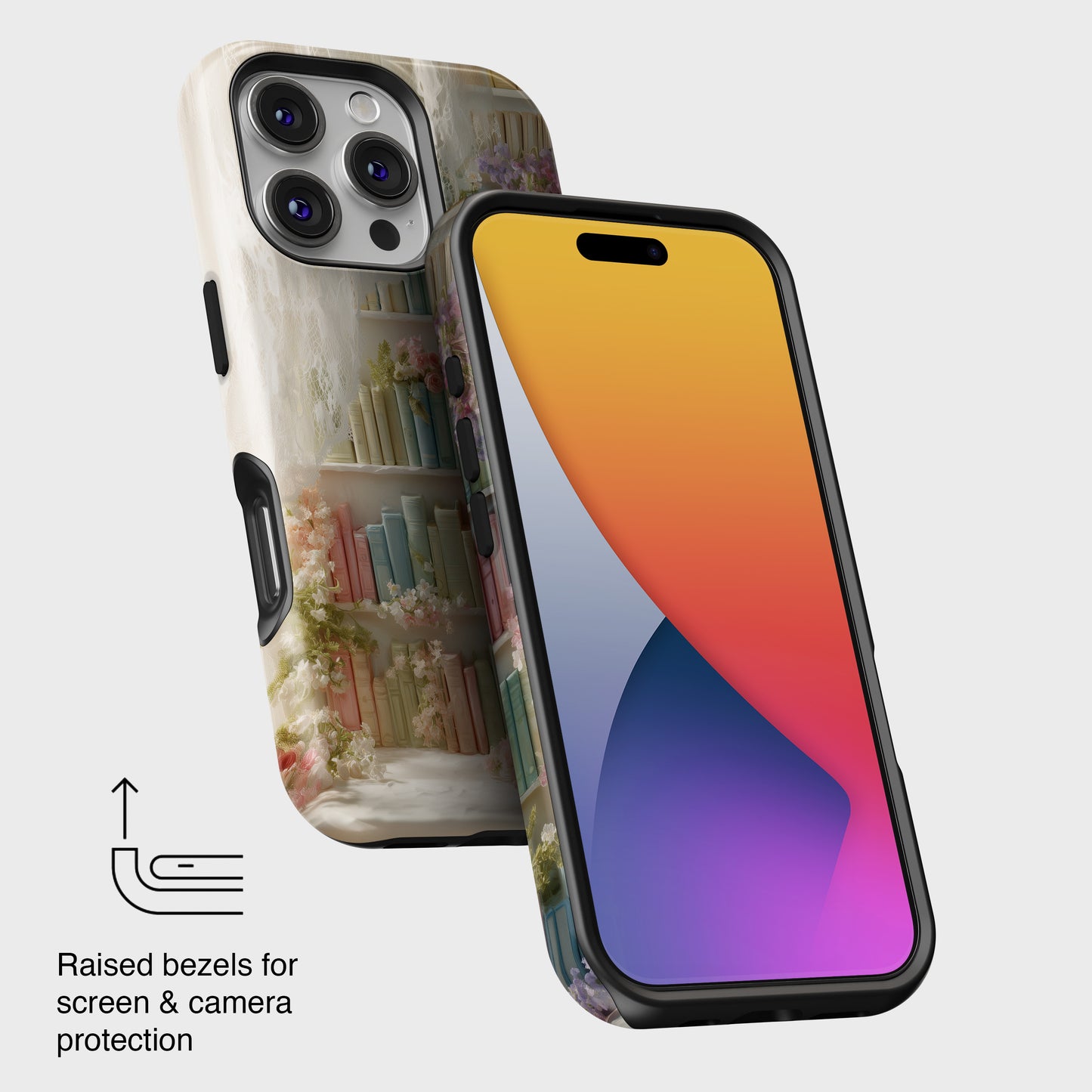 Colorful Floral Bookcase Design iPhone Case