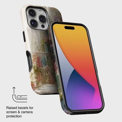 Colorful Floral Bookcase Design iPhone Case