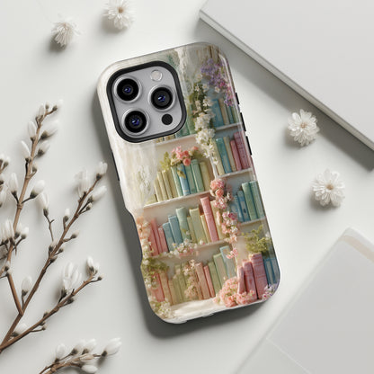 Colorful Floral Bookcase Design iPhone Case