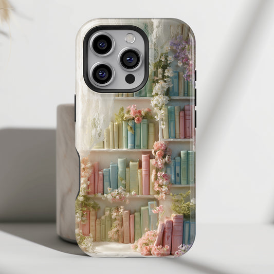 Colorful Floral Bookcase Design iPhone Case