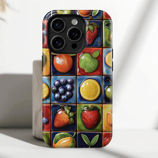 Colorful Fruit Tiles Design iPhone Case