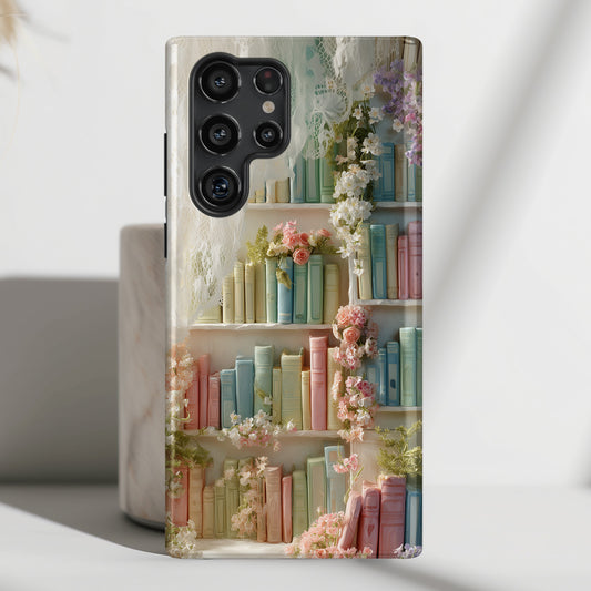 Colorful Floral Bookcase Design Phone Case for Galaxy S series Phones