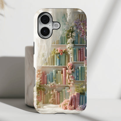 Colorful Floral Bookcase Design iPhone Case